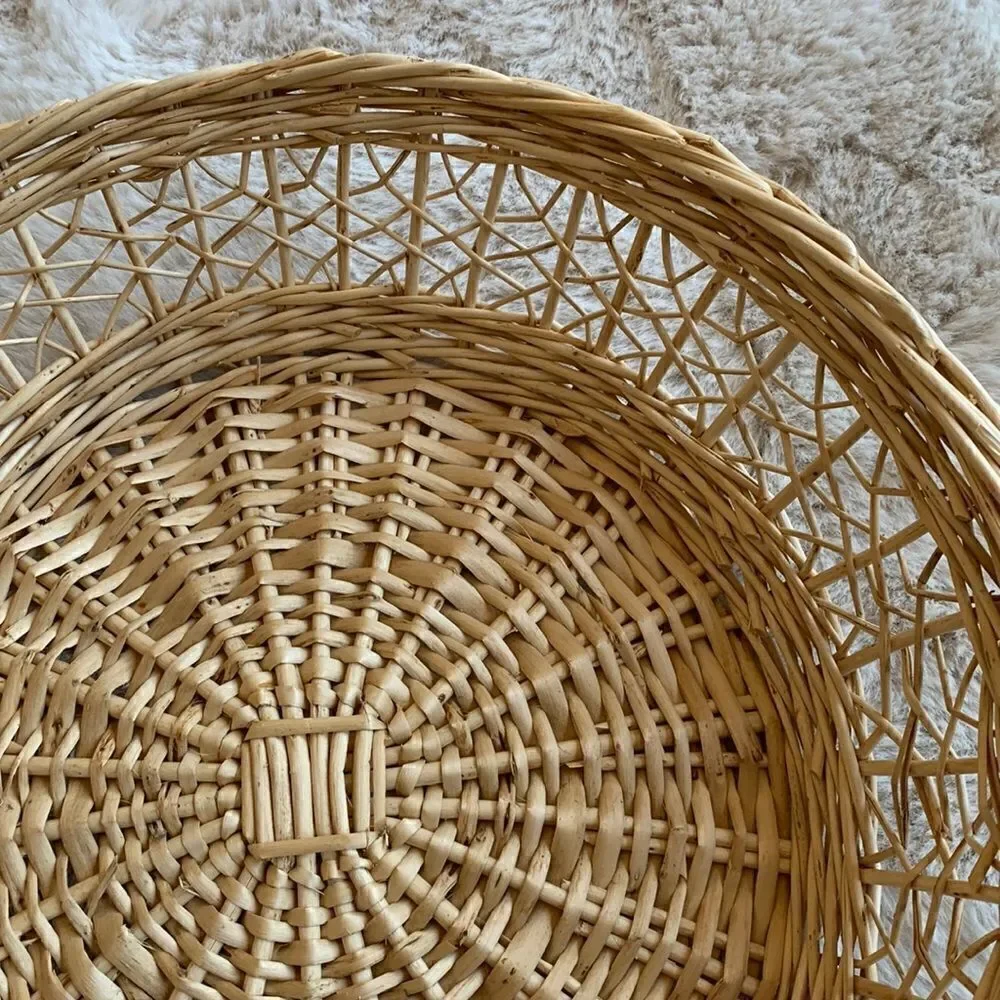 Vintage Basket Plate Wall Decor Natural‎ boho woven Rattan